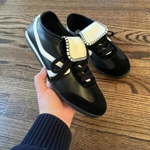 Black white sporty leather Steve Madden Jaiden sneakers trainers new